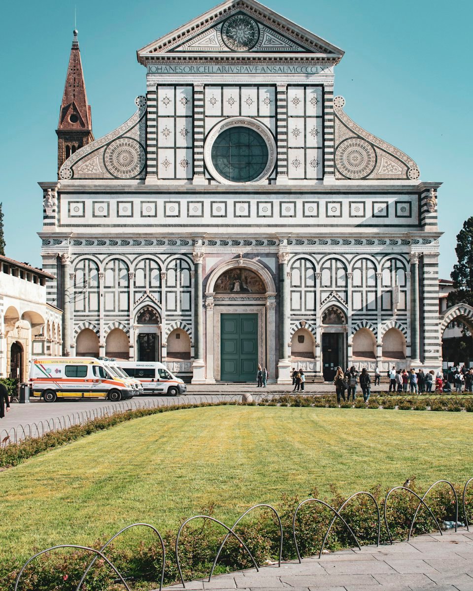 The white and green marble façade of the Basilica of Santa Maria Novella